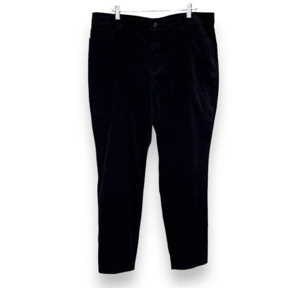 Norm Thompson Black Velvet Front Pocket Plain Back Cotton Spandex Pant Women 16